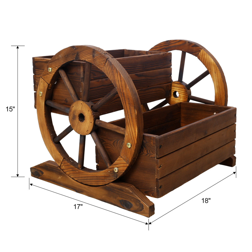 Wooden Wagon Planter Box with Wheels