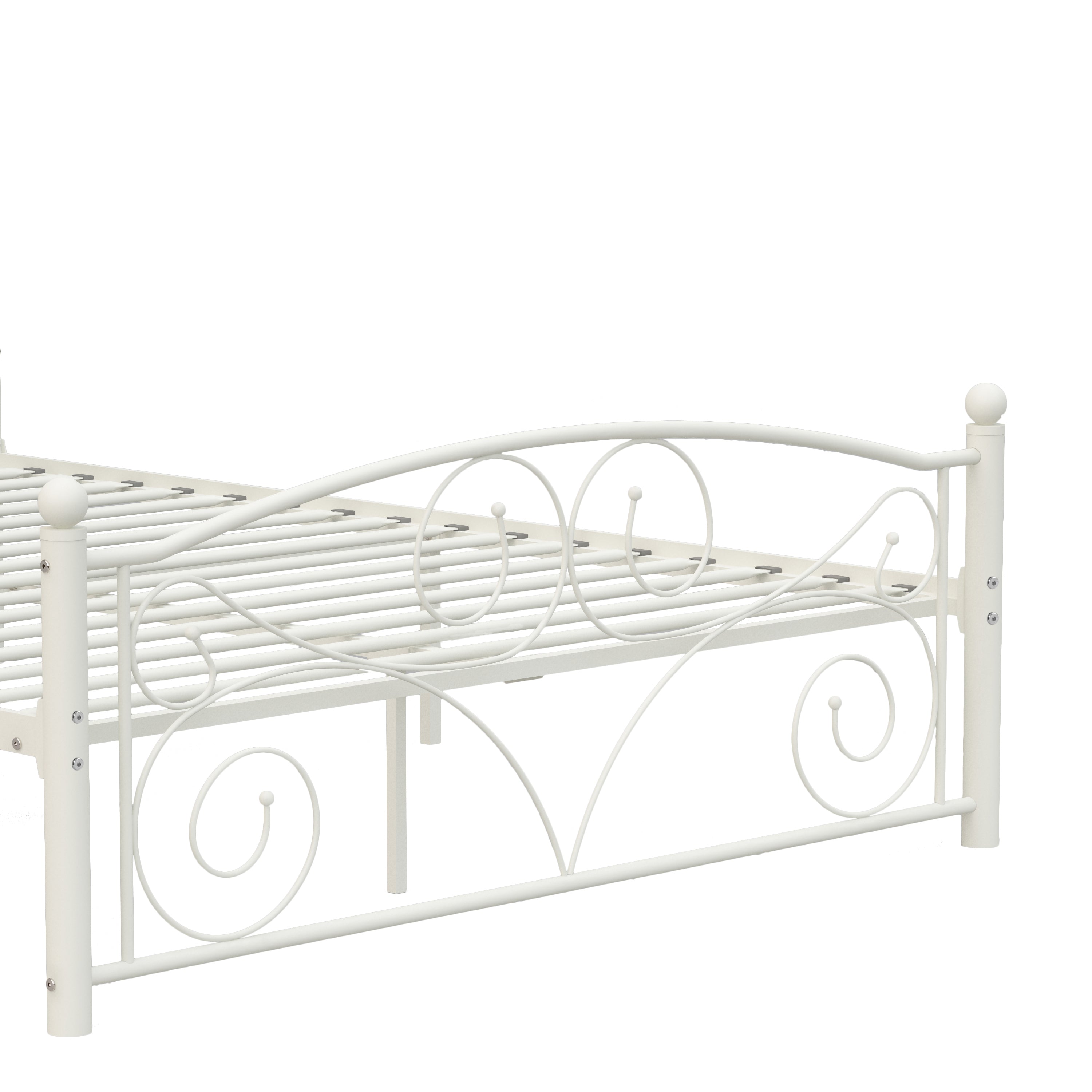 Queen Size Unique Flower Sturdy System Metal Bed Frame with Headboard and Footboard