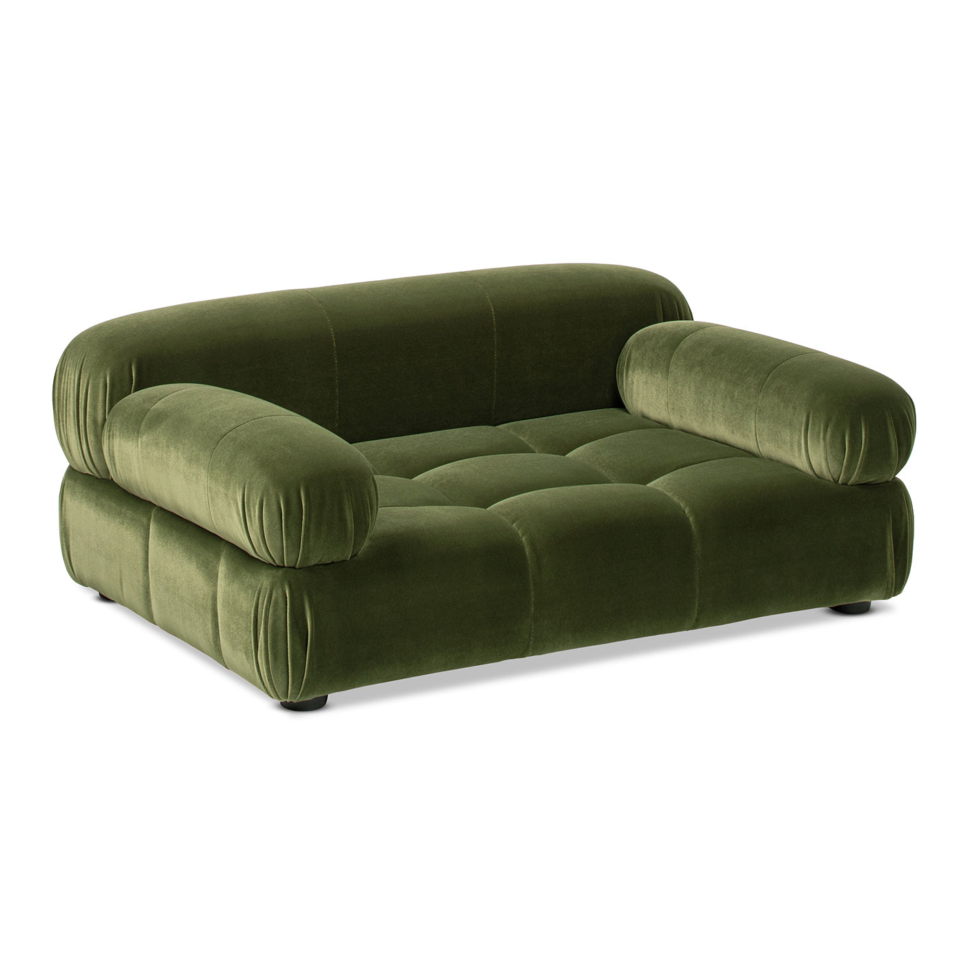 Marcel Upholstered Modern Small to Medium Pet Bed For Dogs and Cats Olive Green Velvet