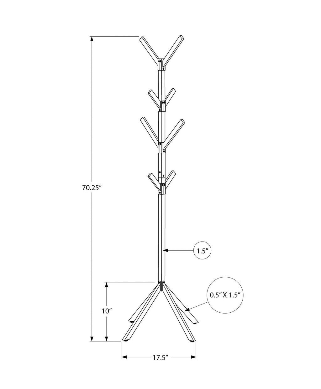 Coat Rack, Hall Tree, Freestanding, 8 Hooks, Entryway, Contemporary & Modern