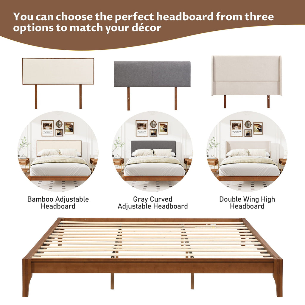 Solid Dry Bamboo Platform Bed Frame, With Slat Support
