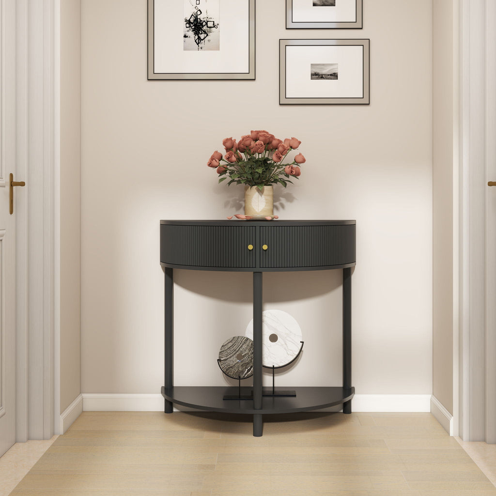 Demi Lune Console Table With 2 Storage Drawers