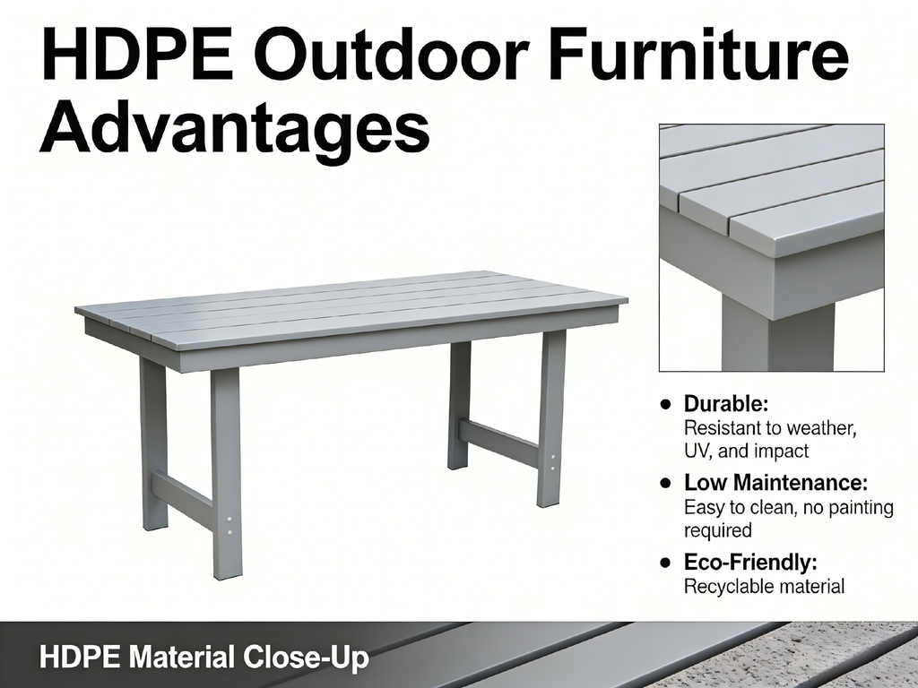 HDPE Outdoor Patio Dining Set with Table and Four Chairs