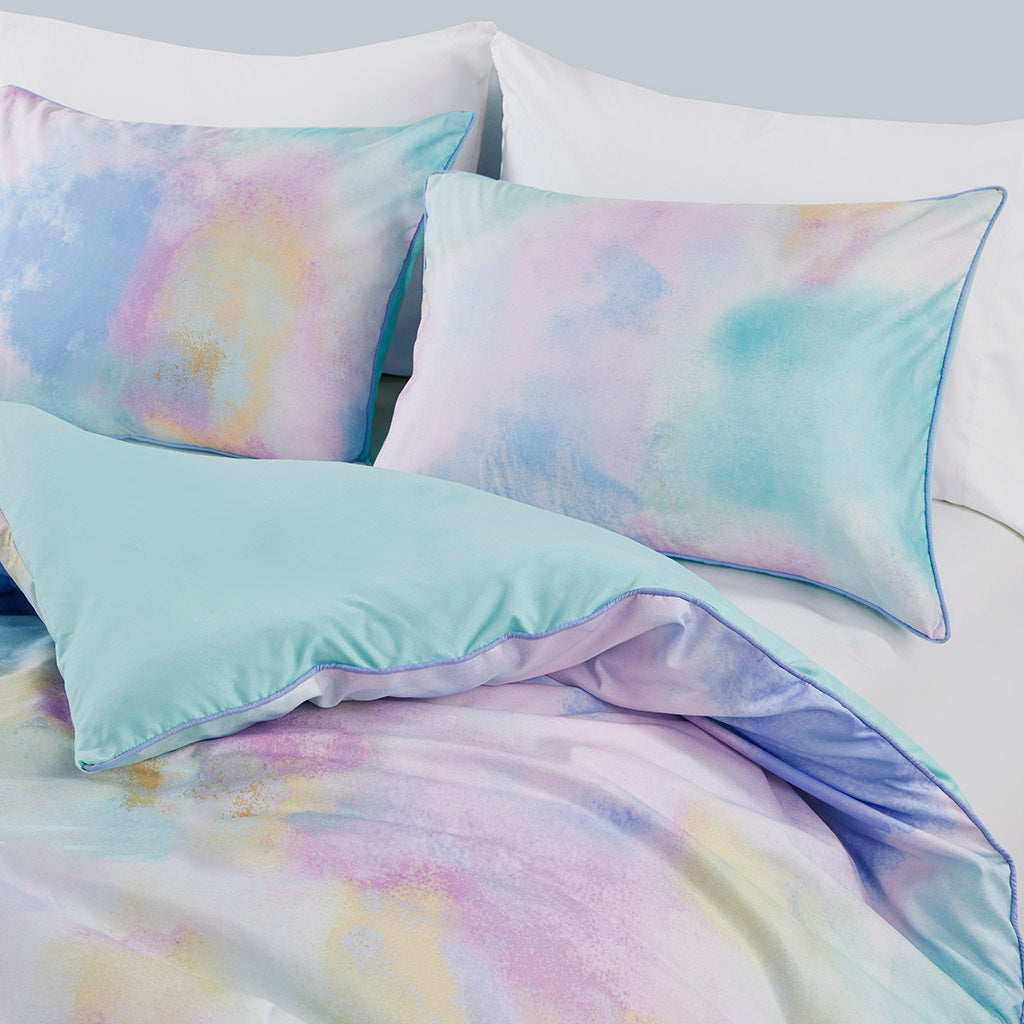 Twin/Twin XL Watercolor Tie Dye Printed Comforter Set with Throw Pillow