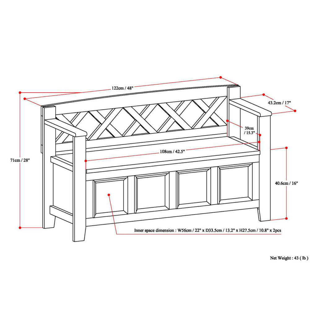 Amherst Solid Wood Entryway Storage Bench in White