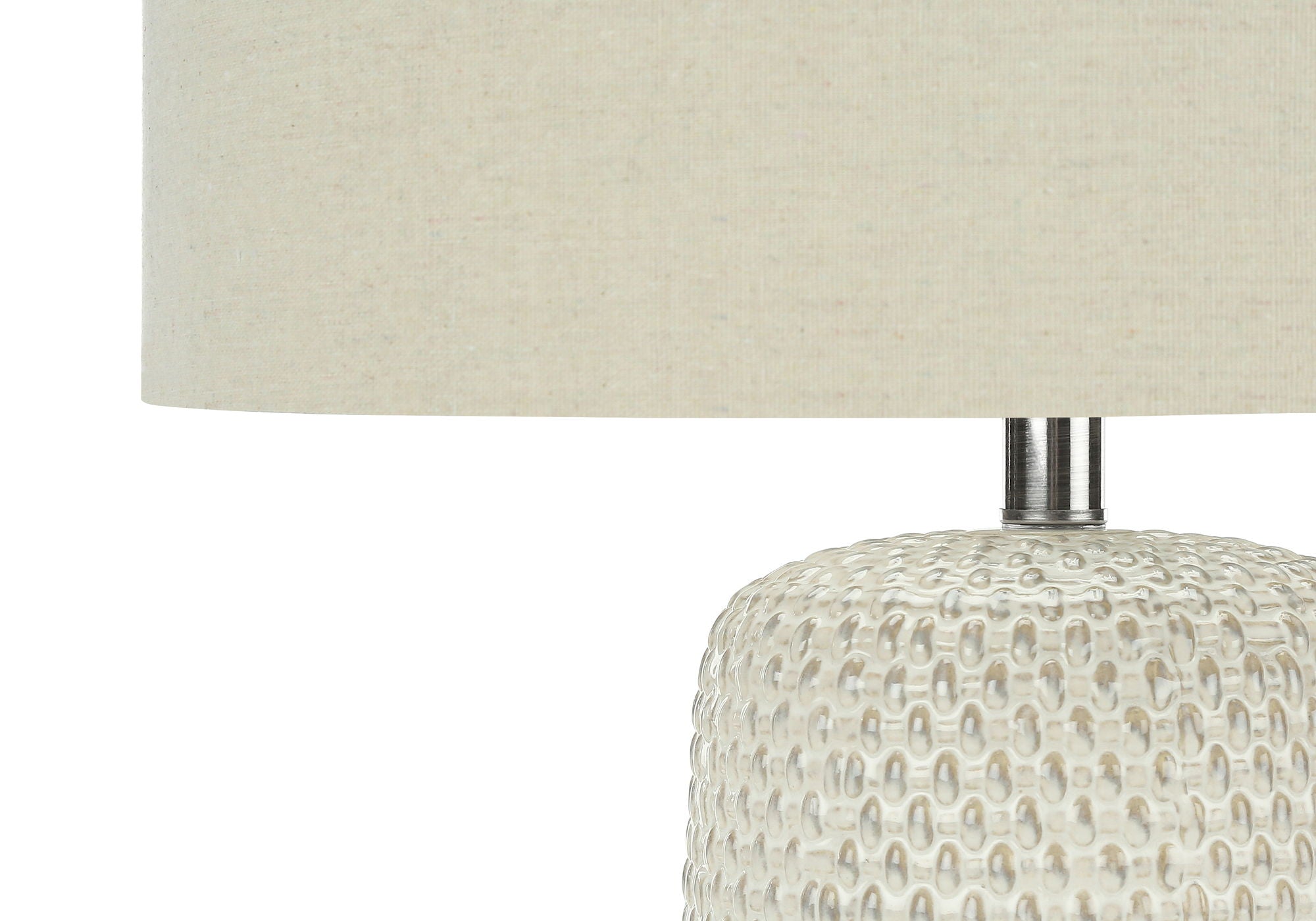 Contemporary Lighting Table Lamp in Cream Ceramic and Beige Fabric