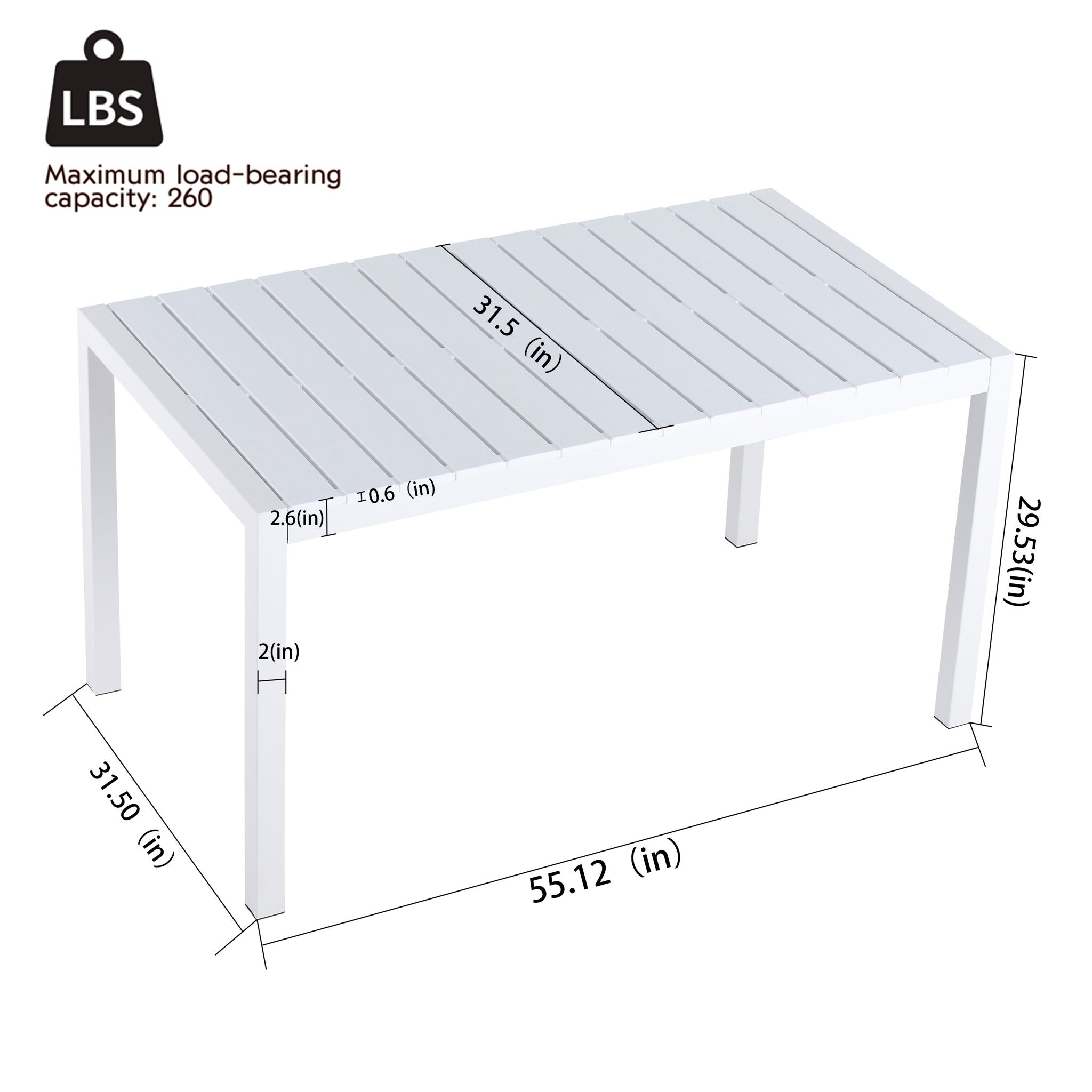 Modern Long Table with UV Resistant Powder-Coated Metal Legs