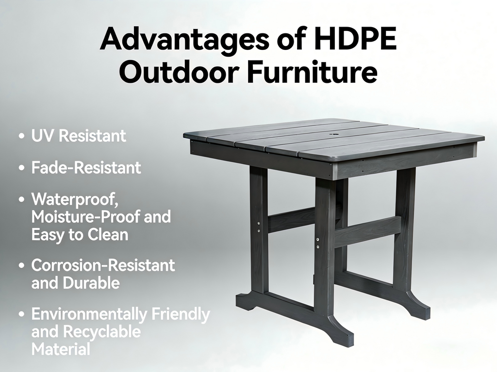 HDPE Outdoor Patio Dining Set with Table and 4 Chairs