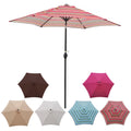 9FT Red Striped Patio Umbrella