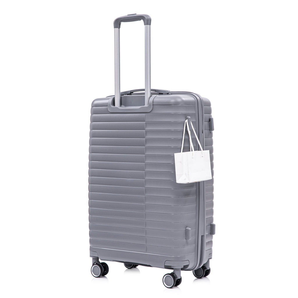4-Piece PP Spinner Wheel Luggage Set with Cosmetic Case, Light Gray