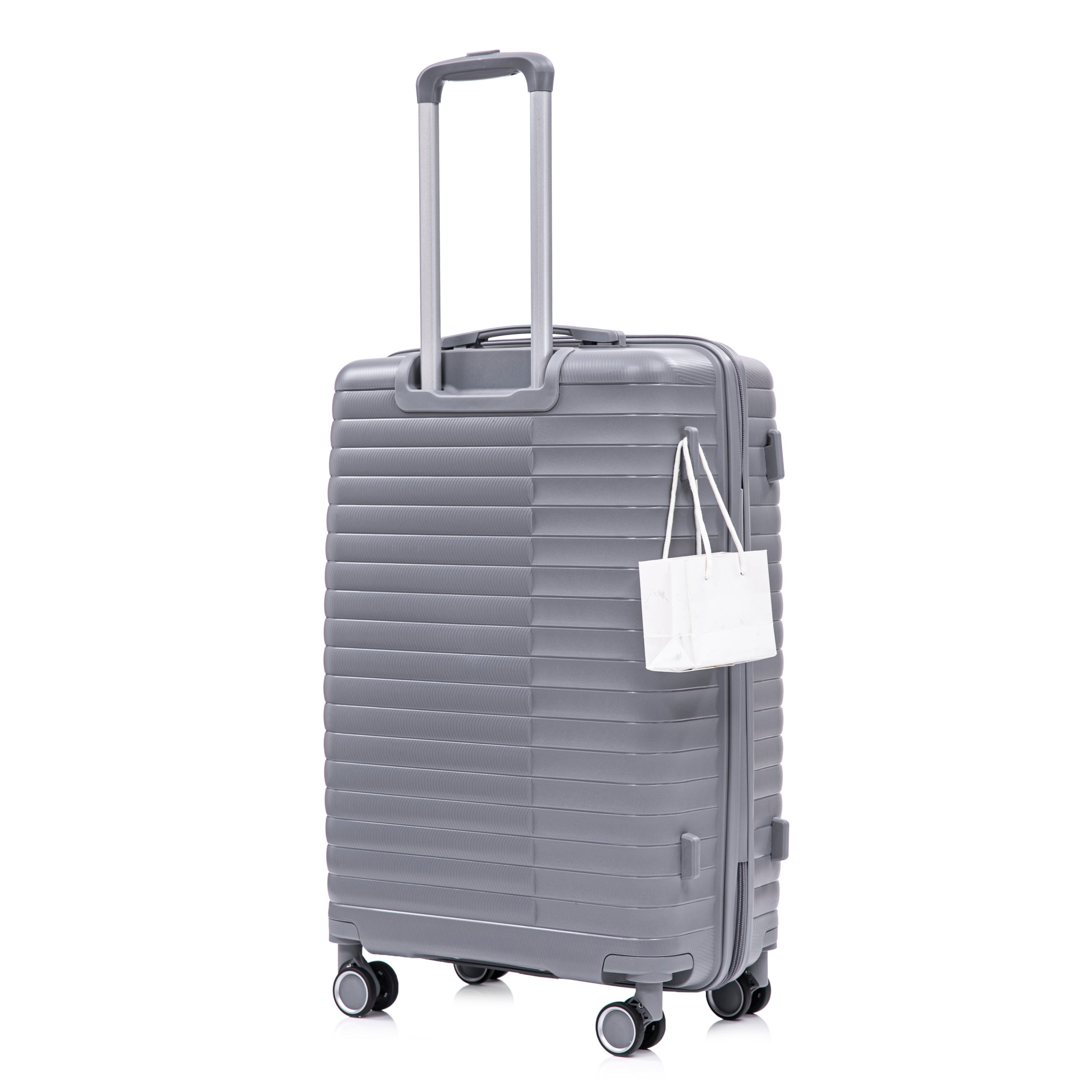 4-Piece PP Spinner Wheel Luggage Set with Cosmetic Case, Light Gray