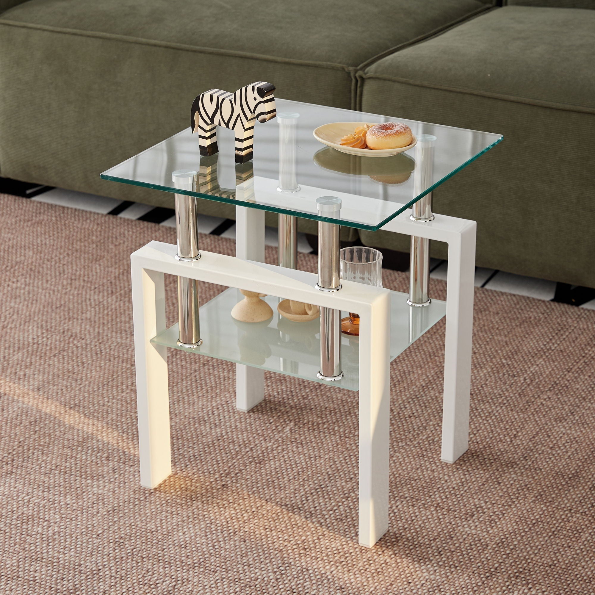 Tempered Glass Table With Storage