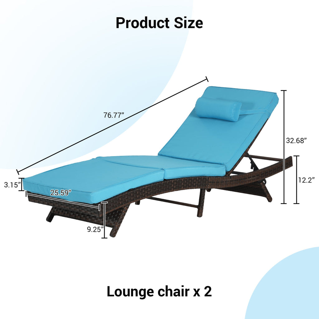 Outdoor Wicker Reclining Chair Set of 2