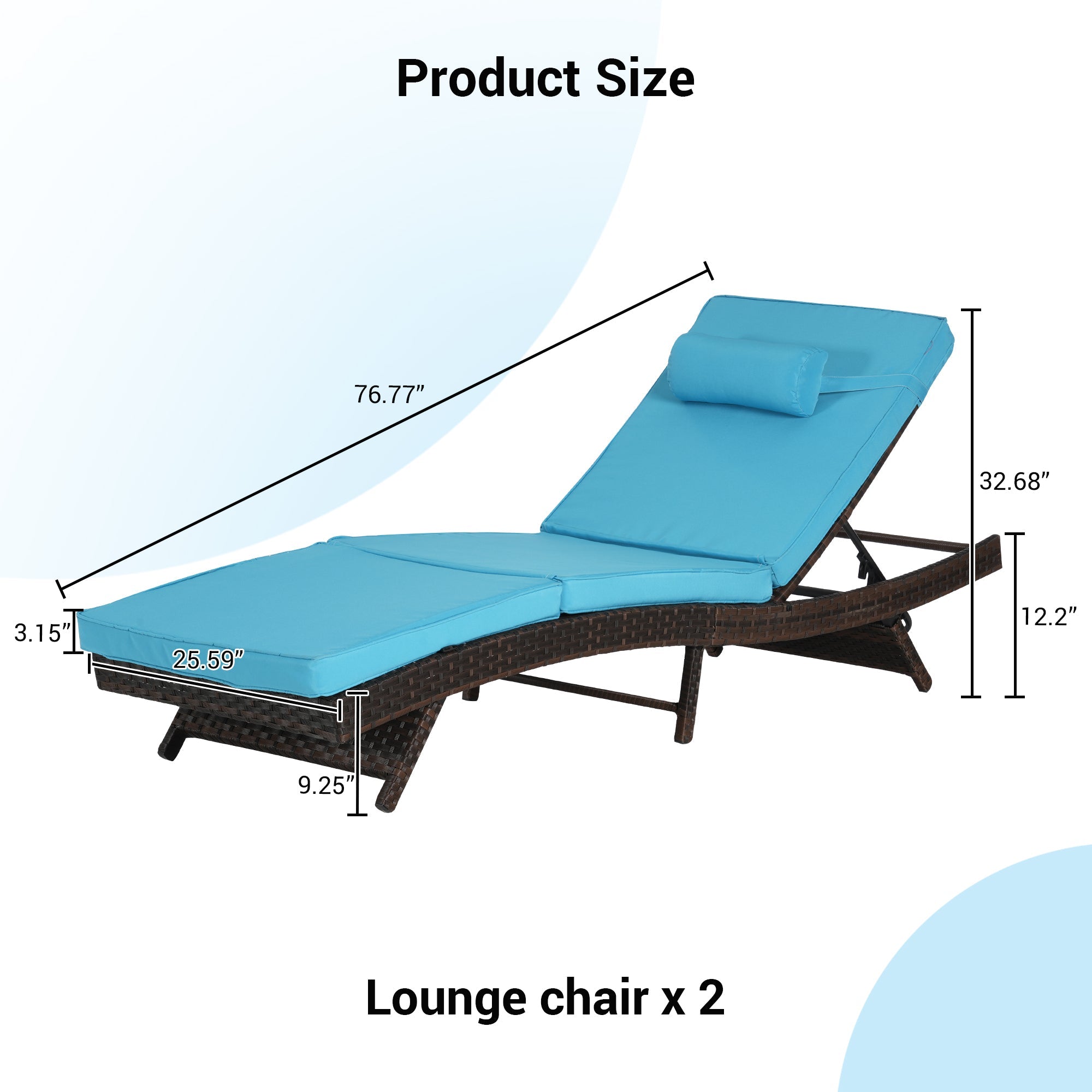 Outdoor Wicker Reclining Chair Set of 2
