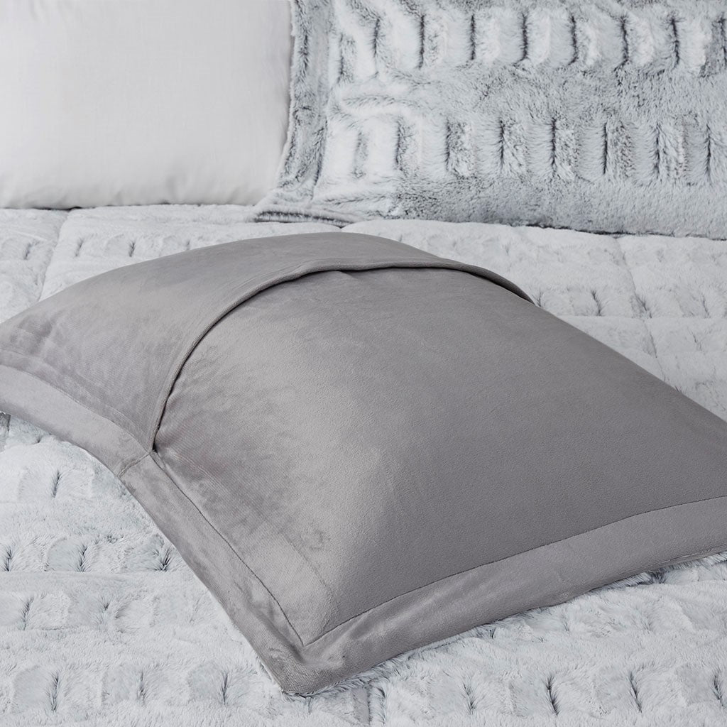 Full/Queen Back Print Long Fur Comforter Mini Set