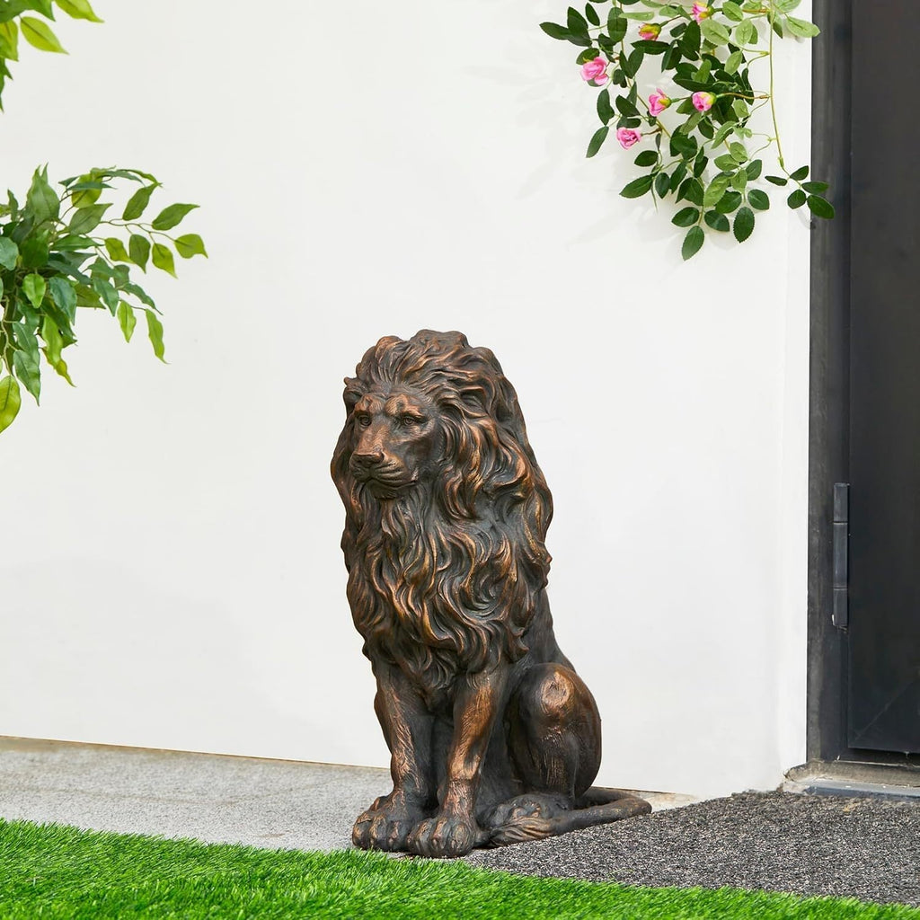 20.5" Resin Lion Statue, Outdoor and Indoor Decorative Sculpture