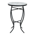 Outdoor Round Side Table With Mosaic Style Top And Curved Iron Legs
