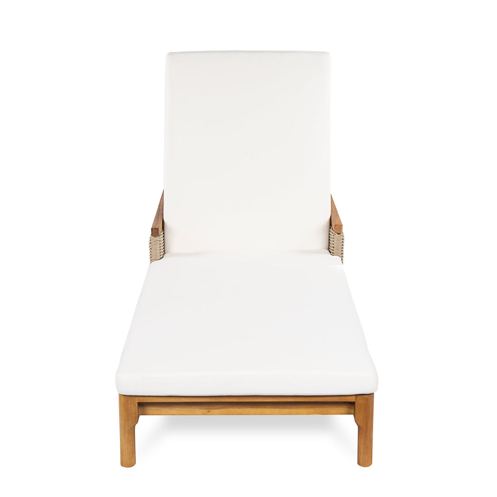 76.8" Solid Acacia Wood Sun Lounger Set of 2 with Cushions