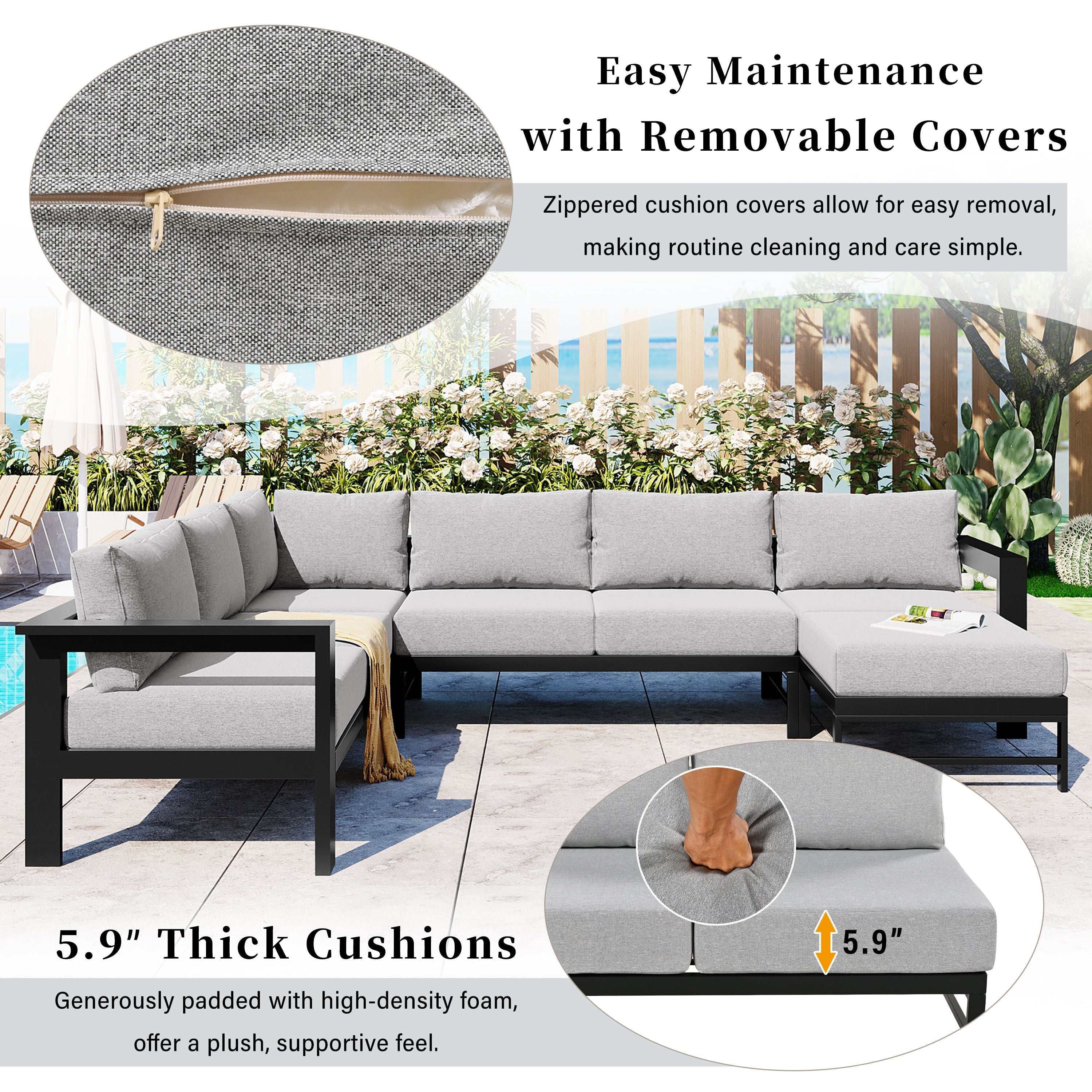 U_Style U-Shaped Outdoor Sectional Sofa Set
