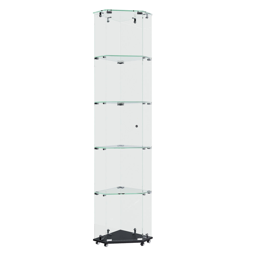 5 Tier Diamond Glass Display Case With 5 Dynamic LED Modes - Black