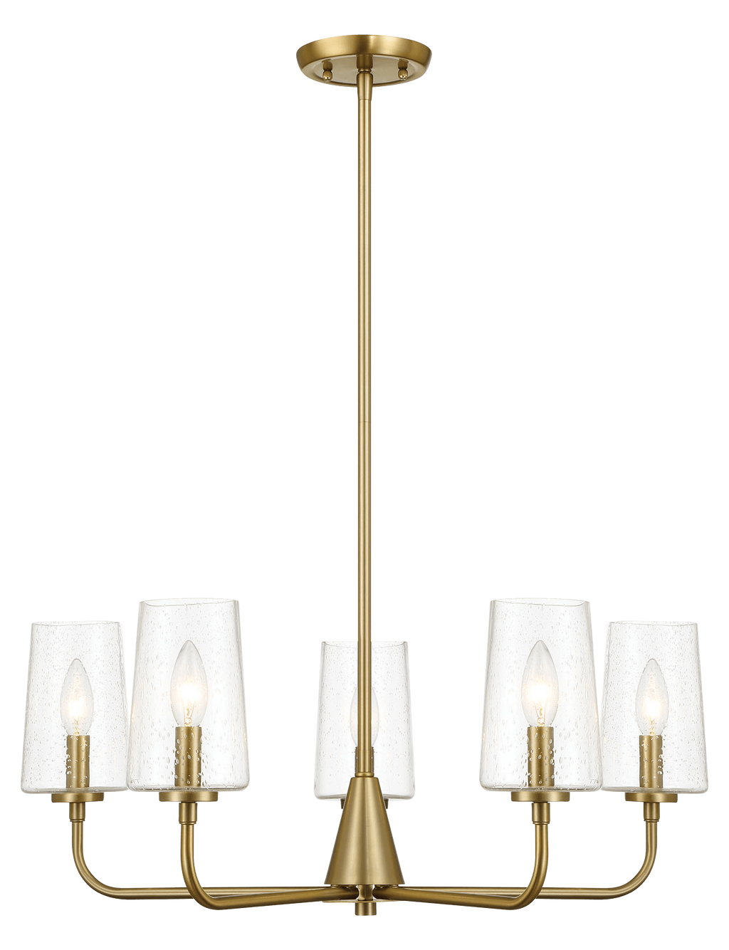 Dazzle Five Lights Chandelier With Clear Seeded Glass - Satin Brass