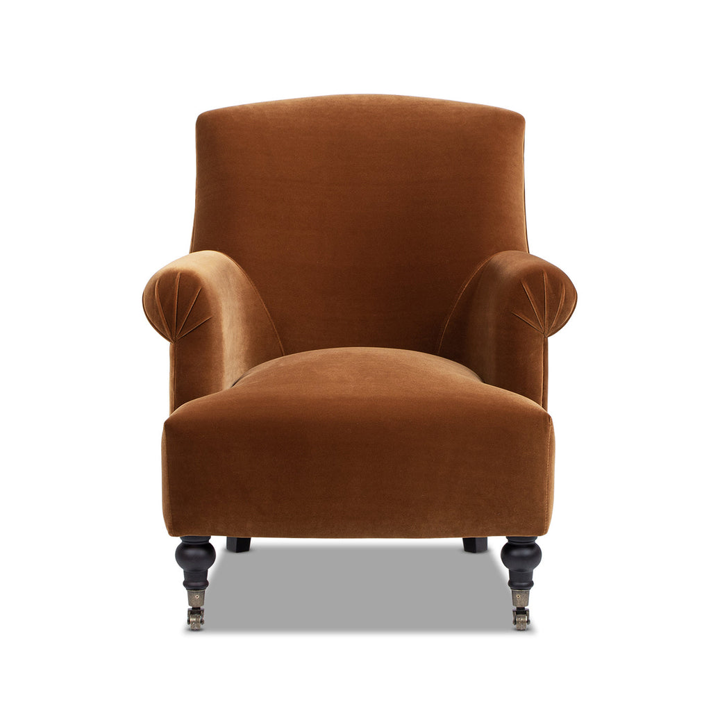 Eloise 30' Pleated Sock Arm Accent Armchair, Burnt Orange Performance Velvet