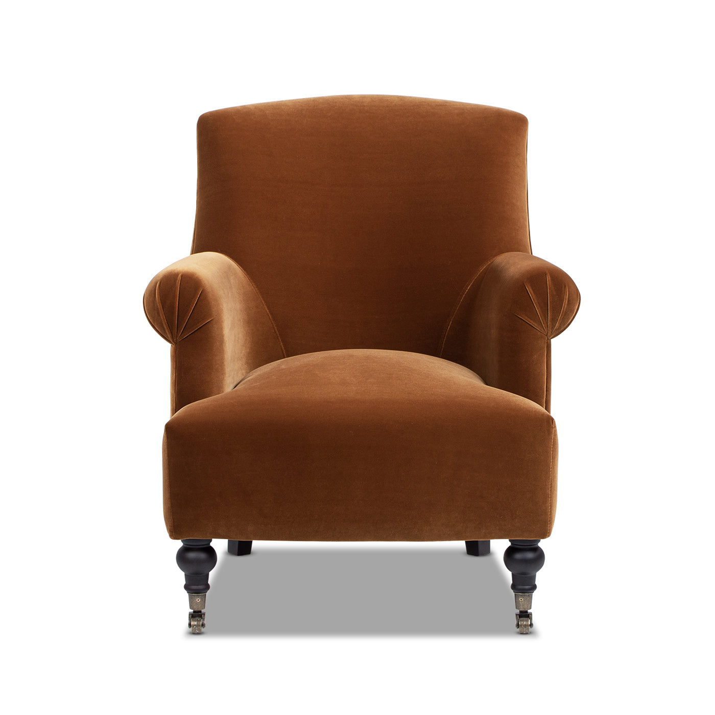 Eloise 30' Pleated Sock Arm Accent Armchair, Burnt Orange Performance Velvet
