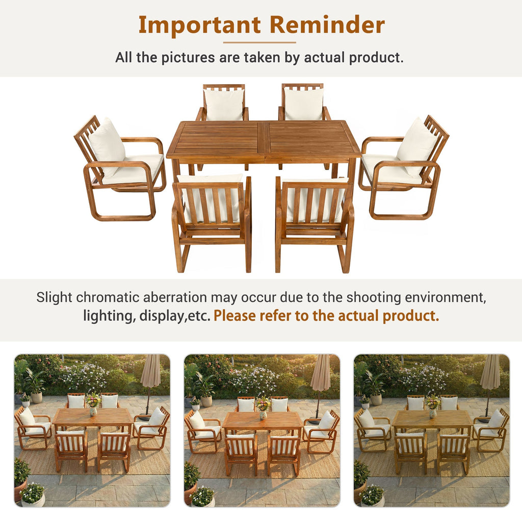 7 Pieces Patio Dining Set Outdoor Dining Table and Chairs