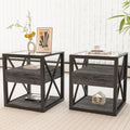 Set of 2 Modern End Tables with Drawer - Nightstands