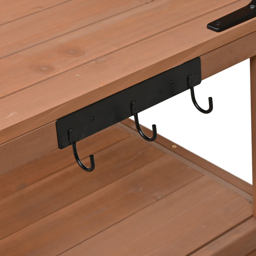 TOPMAX Potting Bench with Hutch, 50.2' Solid Fir Wood Garden Workstation
