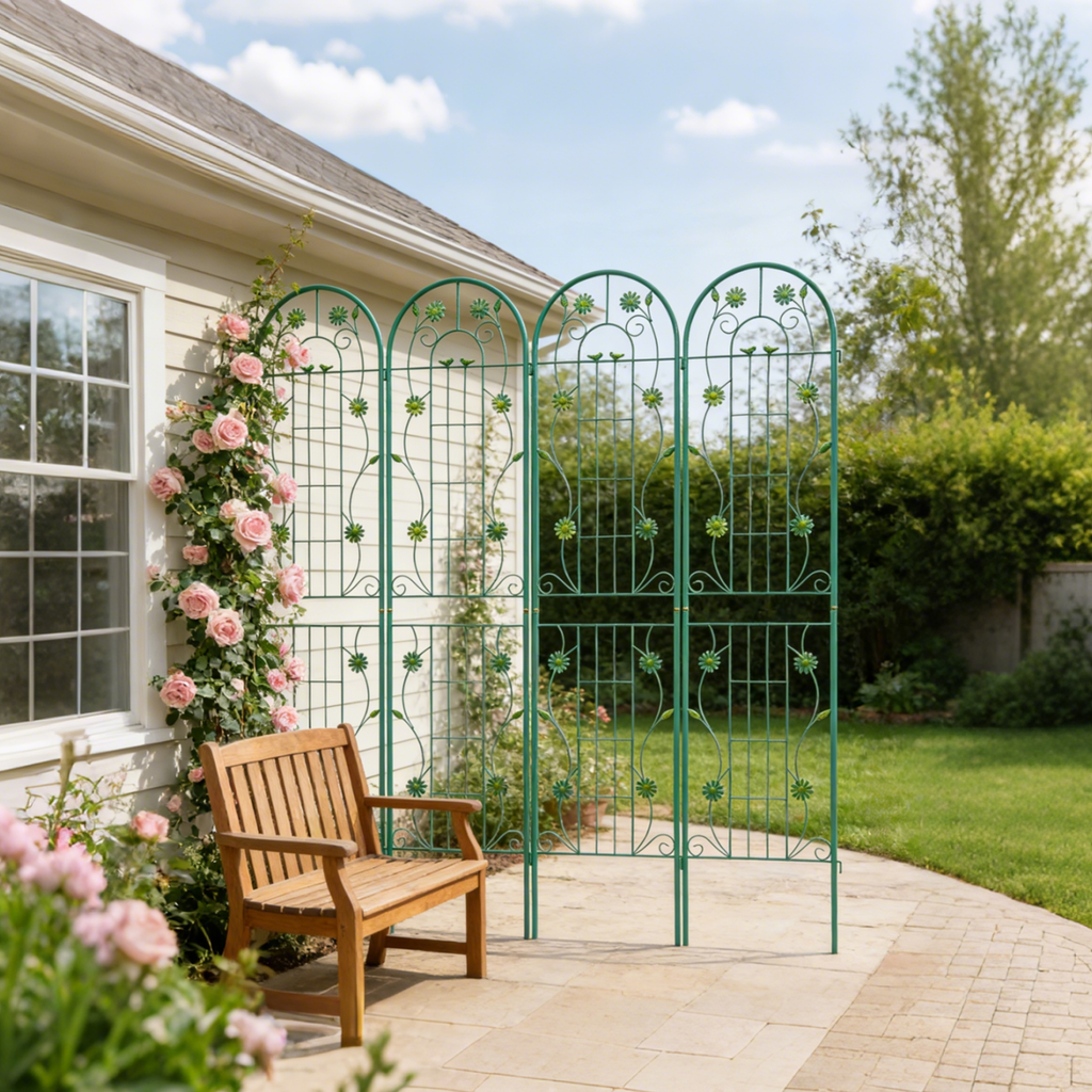 4 Pack Metal Garden Trellis 86.7'' x 19.7'' Rustproof Trellis for Climbing Plants