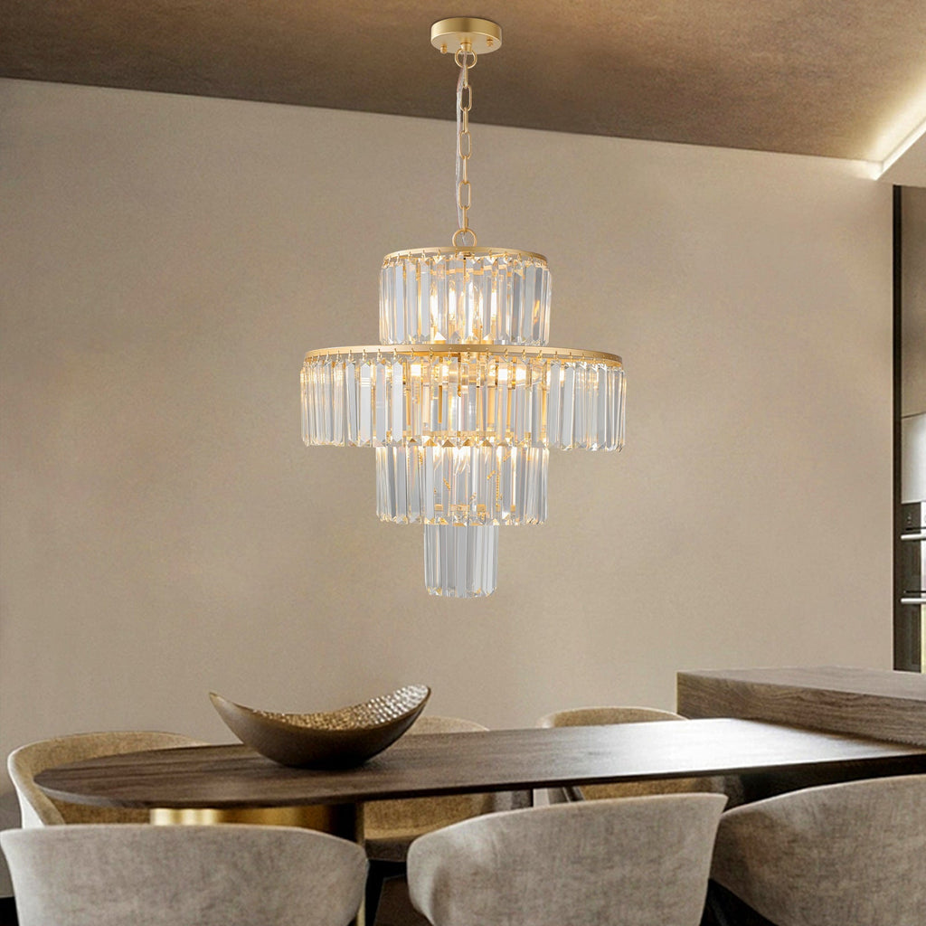 20' Modern Crystal Chandelier with Gold Finish