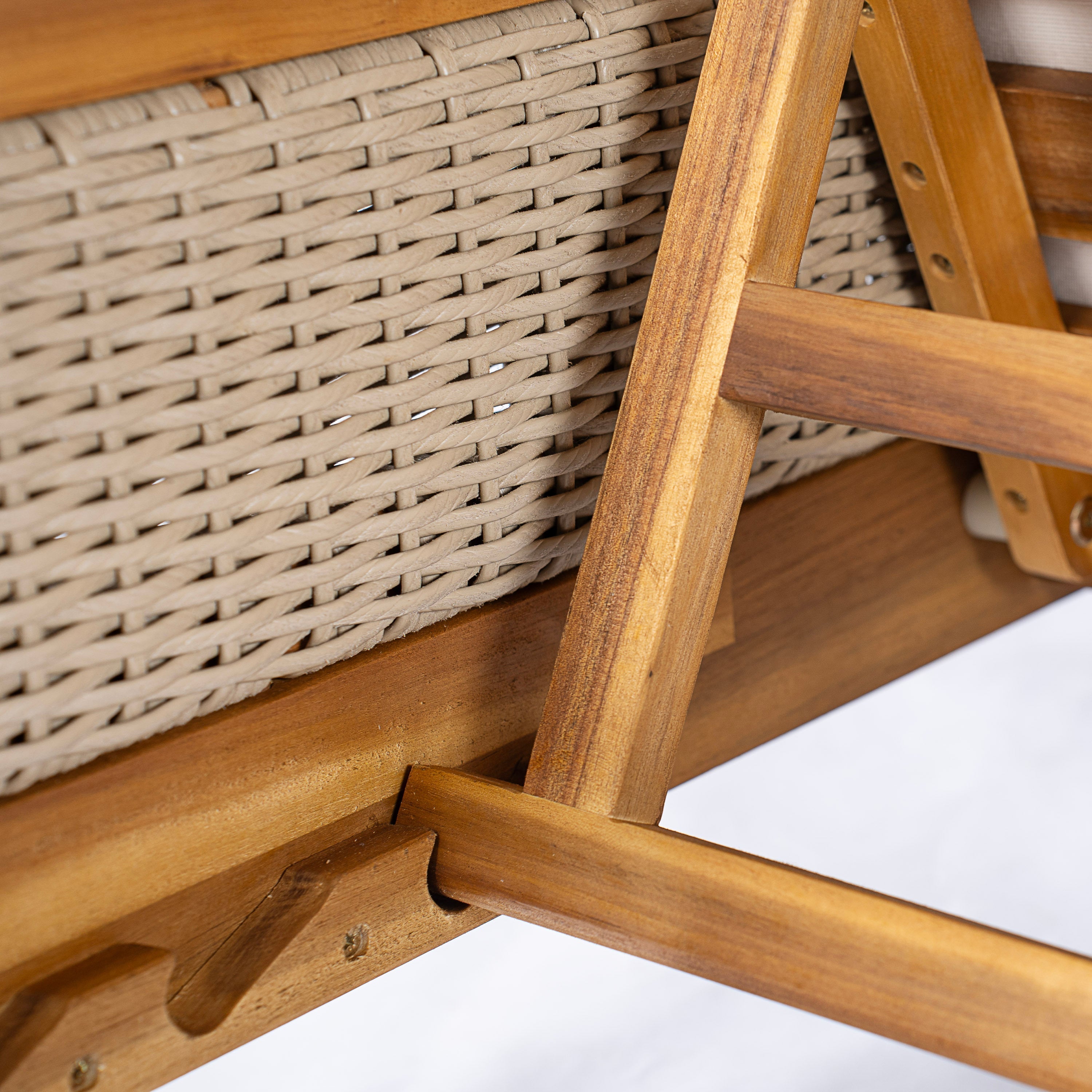 76.8" Solid Acacia Wood Sun Lounger Set of 2 with Cushions