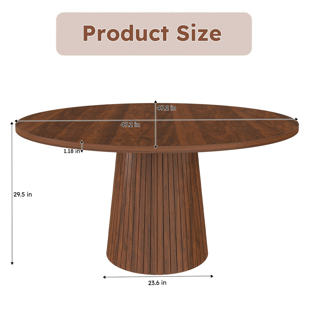 47 Inch Round MDF Dining Table for 4, Modern Farmhouse Style