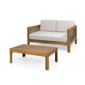 Outdoor Patio Set with Coffee Table and Loveseat - Teak Beige