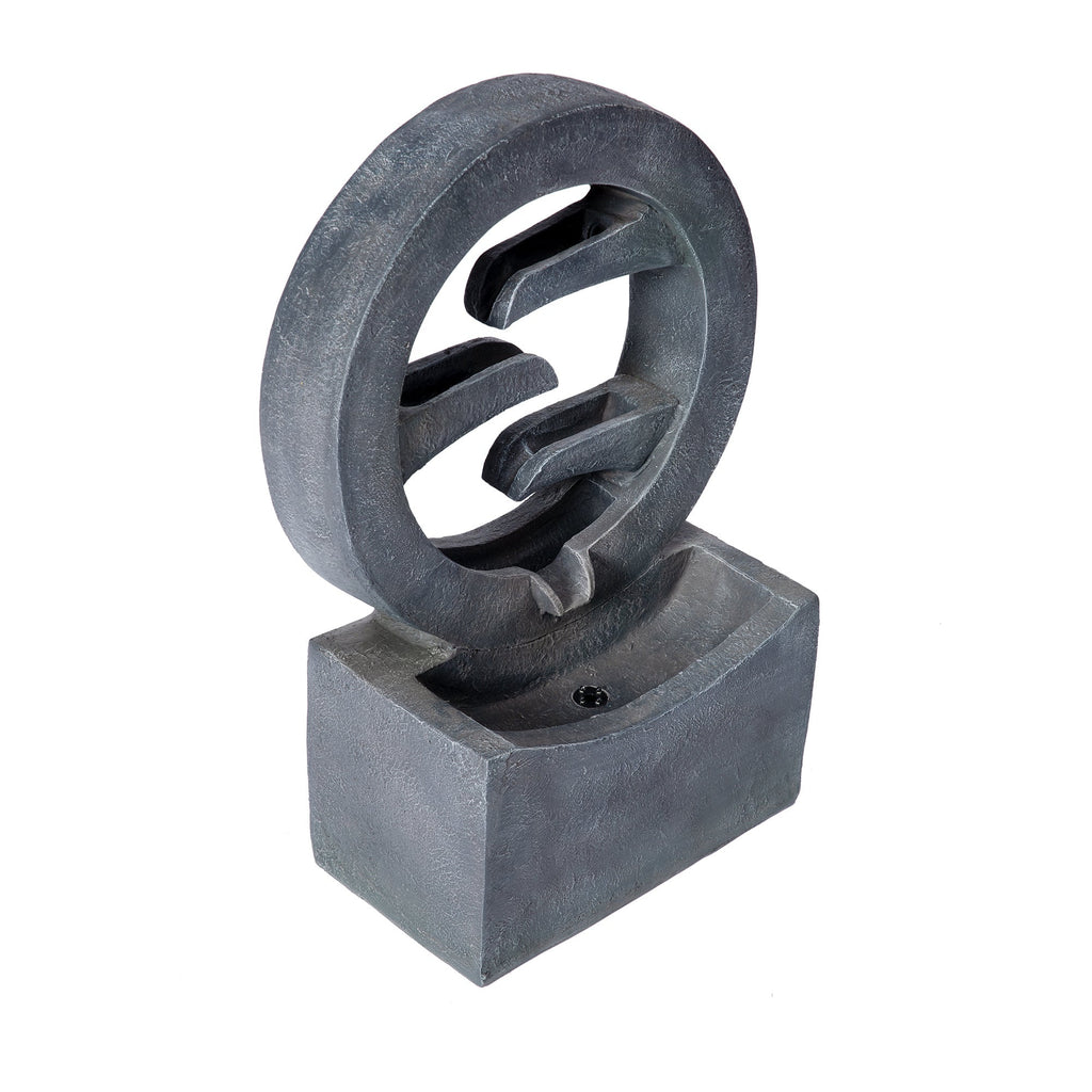 26.77'H Gray Circular Polyresin Outdoor Water Fountain with LED Light