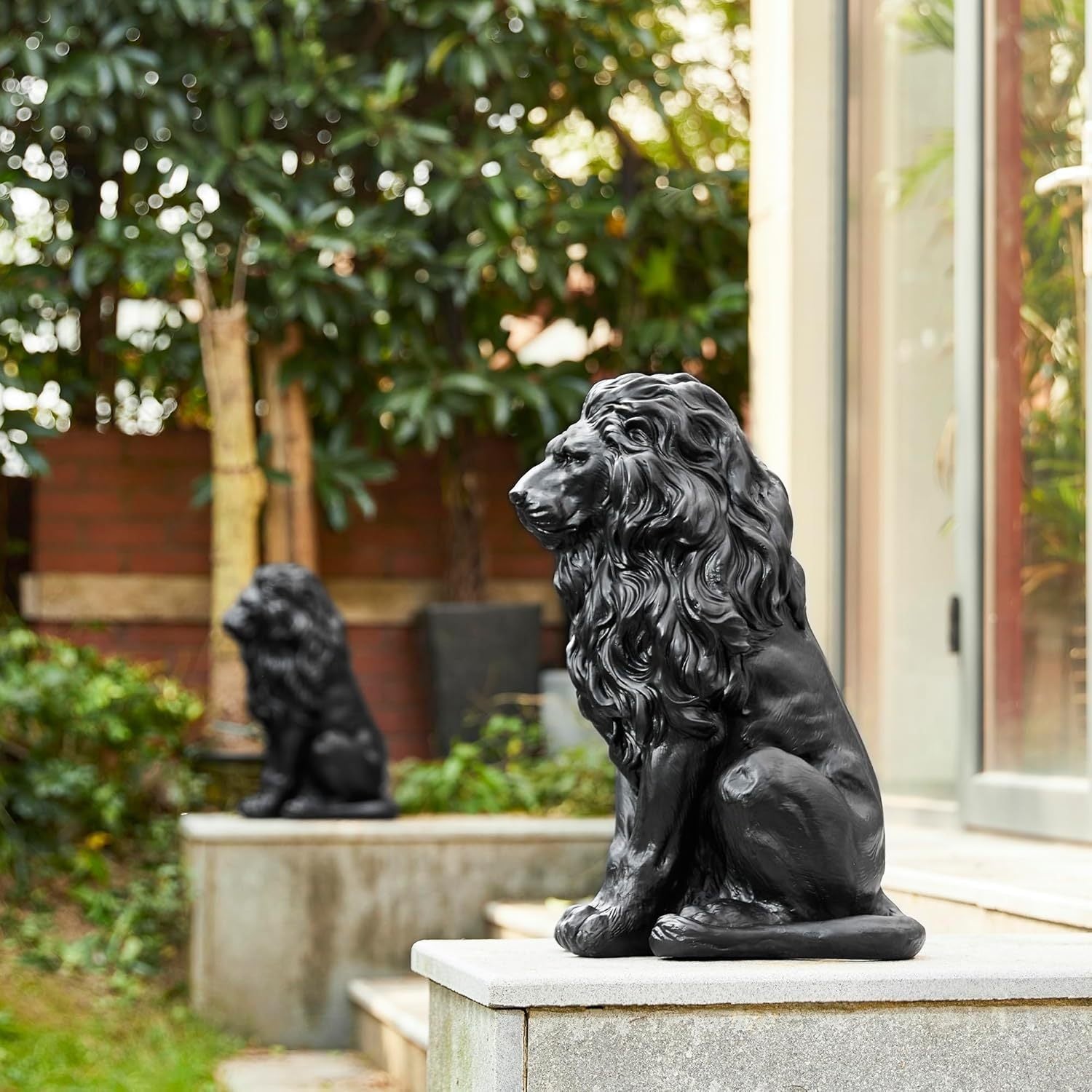 20.5" Resin Outdoor Lion Statue