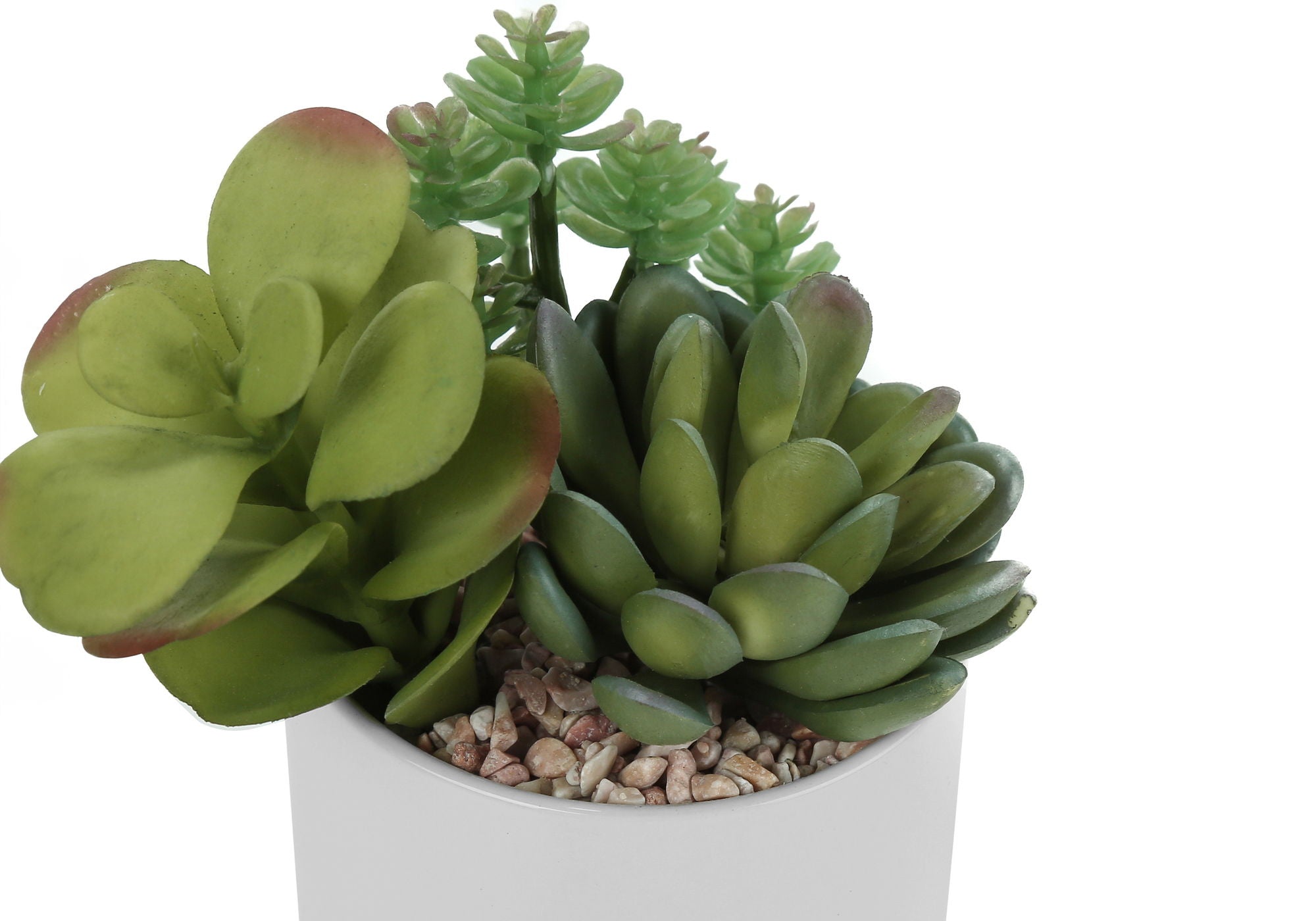 7" Tall Artificial Succulent Plant Set of 2 with White Ceramic Pots