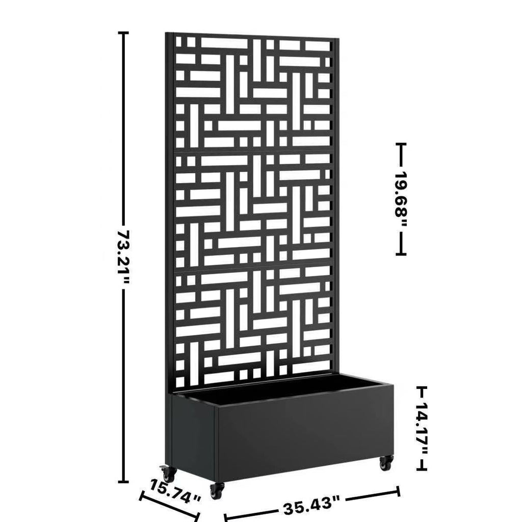 Metal Planter Box with Trellis, 73"x35"x16" Raised Garden Bed
