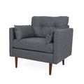 Enchantica Upholstered Fabric Club Chair with Button Tufting and 2 Accent Pillows