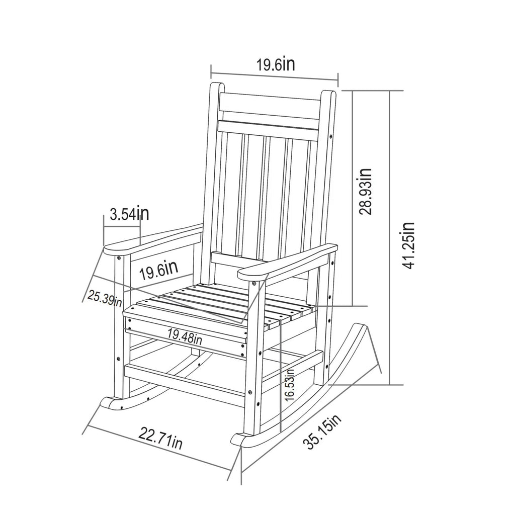 Oversized Rocking Chair with Wood-Texture Outdoor Design