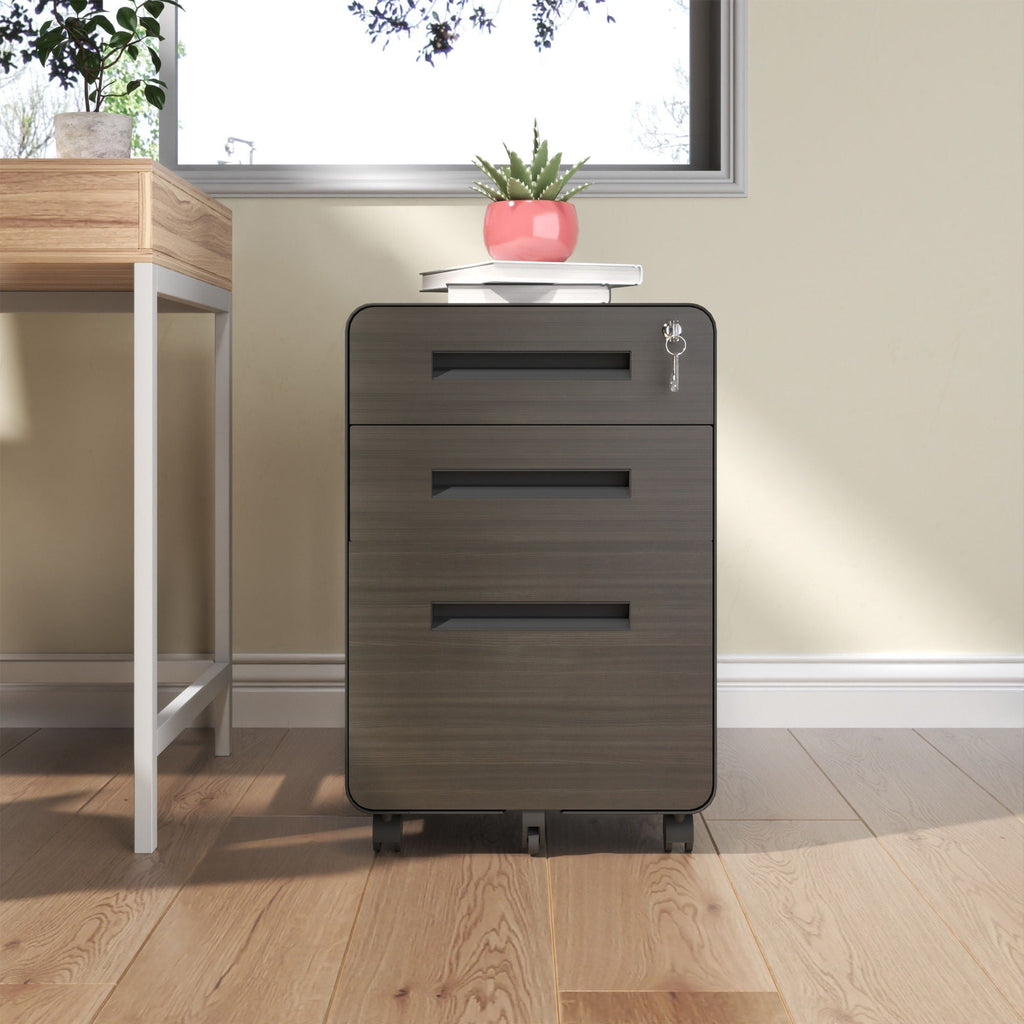 3-Drawer Mobile File Cabinet with Lock and Casters