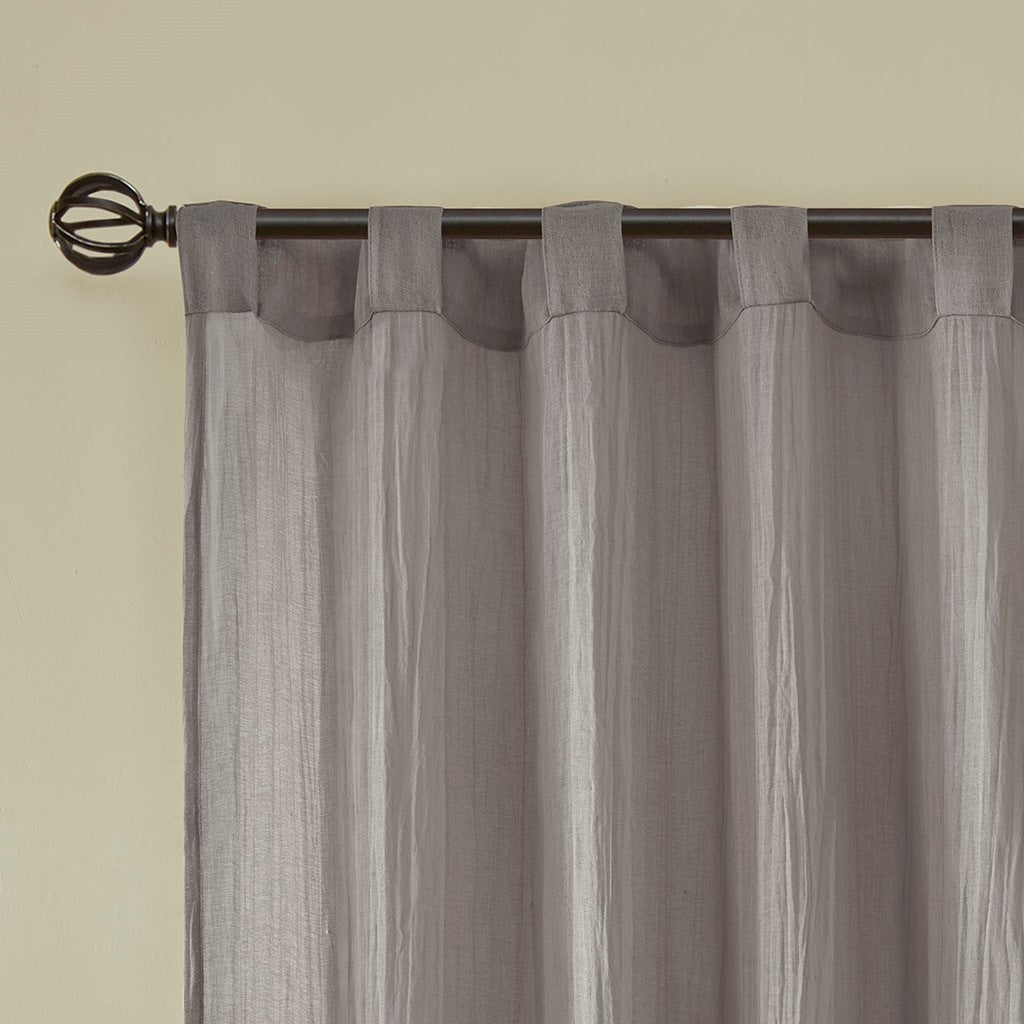Solid Crushed Curtain Panel Pair (2 Pcs) - Grey