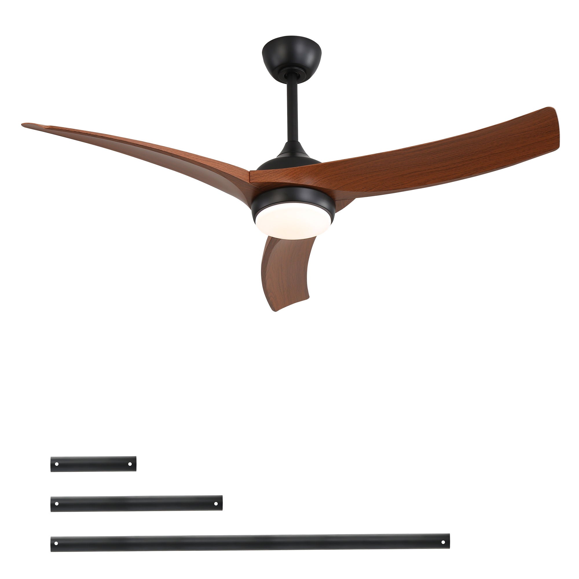 Ceiling Fan With 3 Blades, Remote Control, Reversible DC Motor, Dimmable Light, And Timer - Black