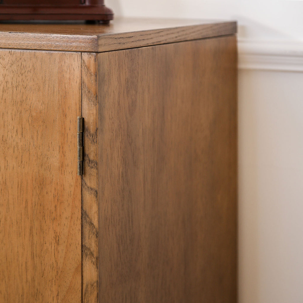 Rustic Hand-Carved Wooden 2-Door Cabinet