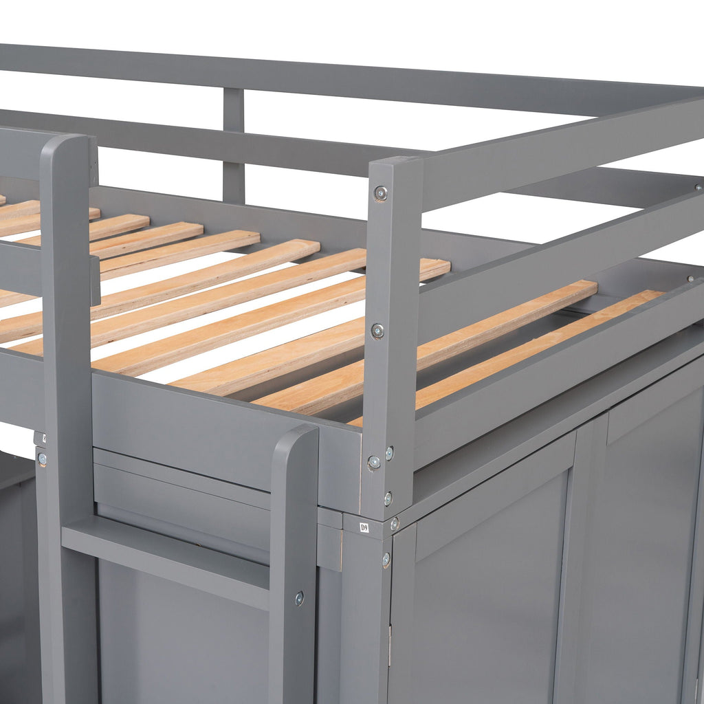 Loft Bed With Drawers, Desk, And Wardrobe