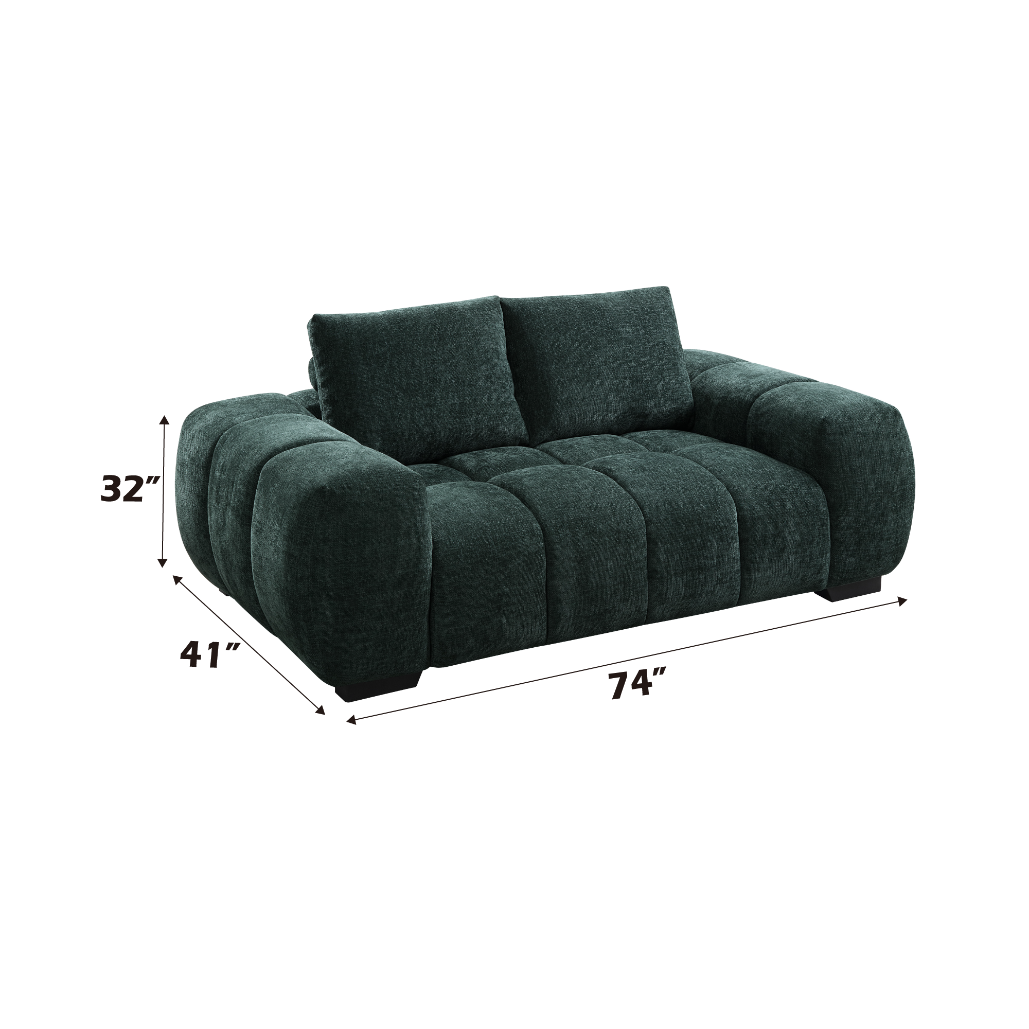 Ferrand Green Chenille Loveseat