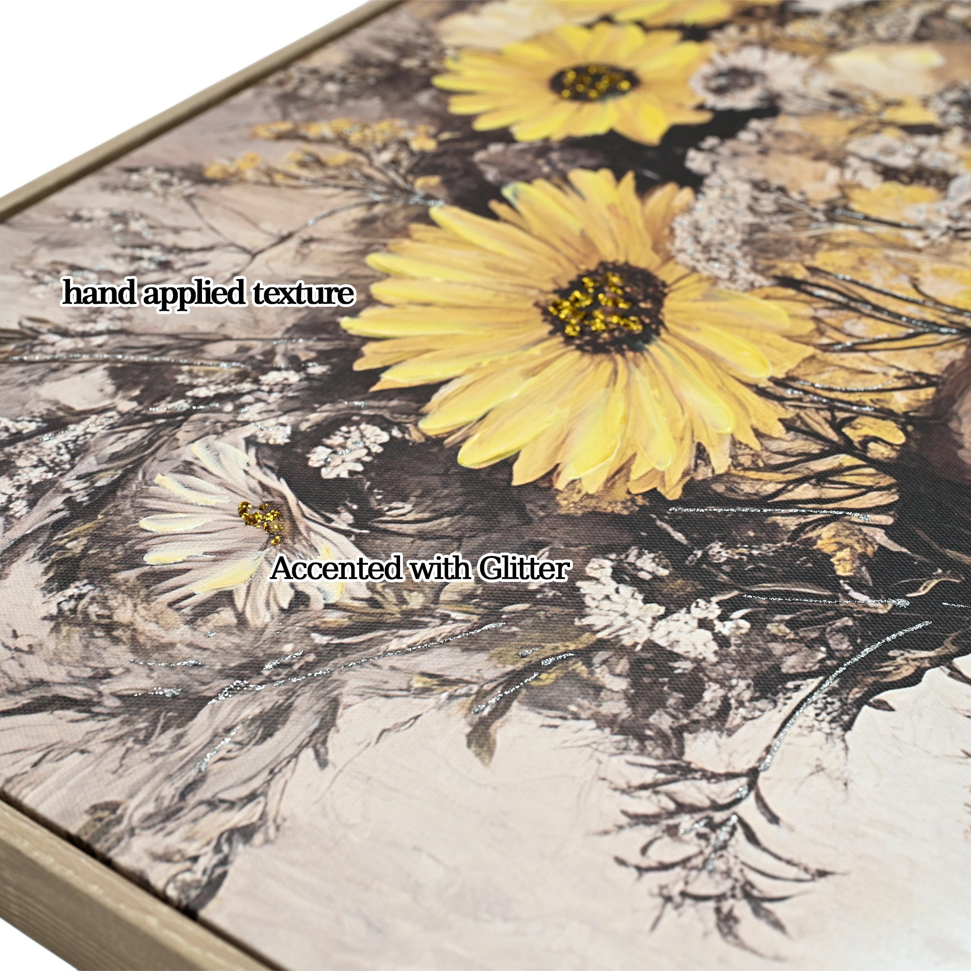 Beauty Lady Wall Art Gold and White Floral Canvas Artwork 24x24 Inch