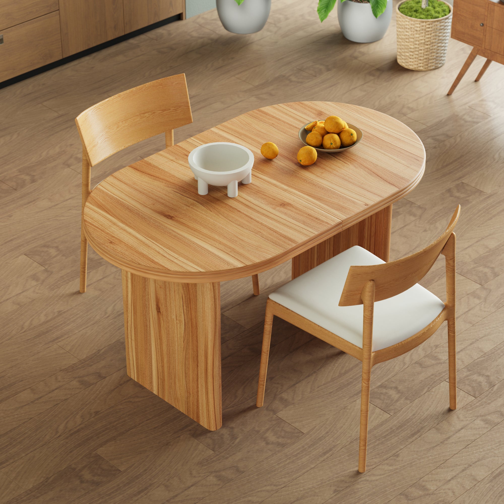 Modern Extendable Dining Table with Removable Extension Leaves