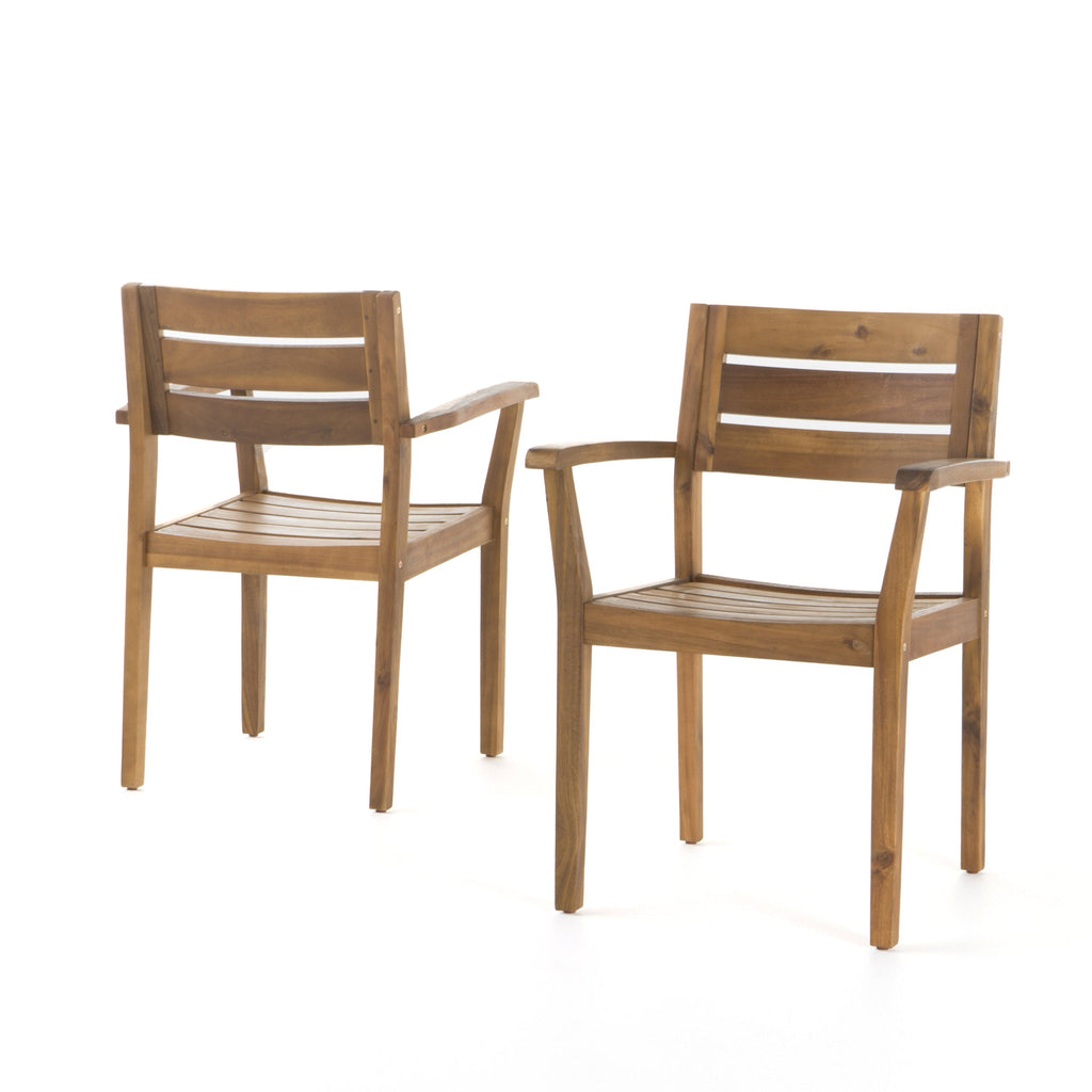 Stamford Dining Chairs Set of 2, Acacia Wood Patio Armchair